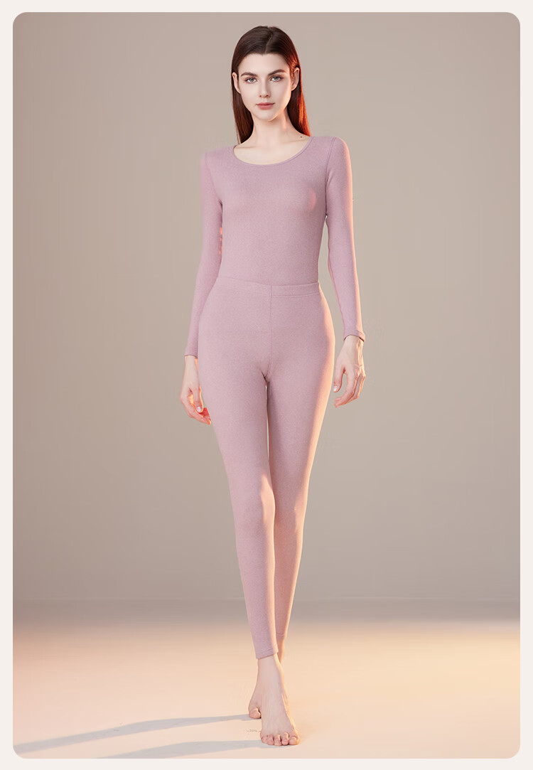 Ordifen Cashmere Thermal Underwear for Women, Autumn Top And Bottom, Lightweight Warmth, Autumn And Winter Couple's Anti-Static Base Layer Set, Pink M 23