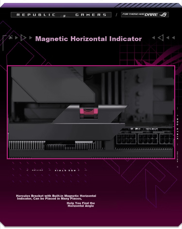 ASUS ROG XH01 White Hercules Graphics Card Support, Compatible with 4090 GPU, Aura Sync, Tool-Free Adjustment, Magnetic Level Indicator 8