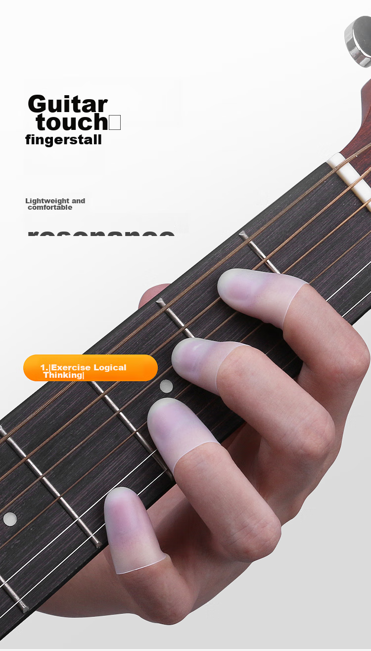 Maneryuepu Guitar Left Hand Finger Cover, Ukulele Guitar String Pressing Finger Protector, Protective Sleeve, Guitar Accessory, Medium Size 2