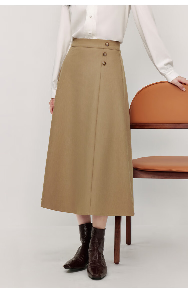 Inman Vintage Commuter Split Hem Cotton Mid-Length A-Line Skirt Autumn Women's Dark Blue - M 17