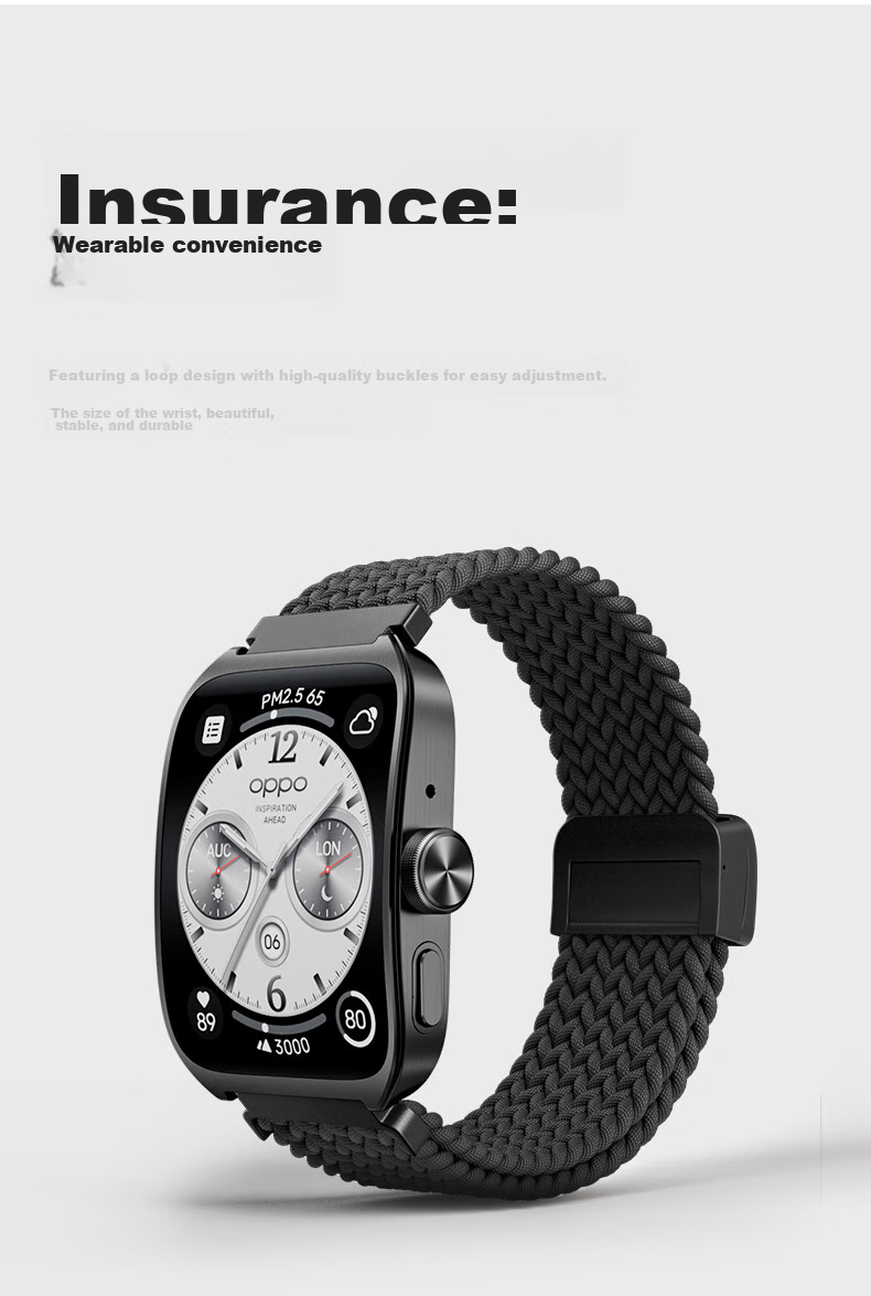 CangHua Compatible with OPPO Watch Straps for WatchX3/watchX2/watchX/watchS/S2/4Pro/Xiaomi Watch 2, Nylon Braided Magnetic Strap for Men And Women, Black 8