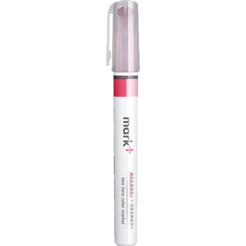KOKUYO Imported Mark+ Limited Edition Dual-Tip Marker Pen Highlighter for Exam Key Points, Fluorescent Pen, Pink, 1 Pack, PM-MT100P