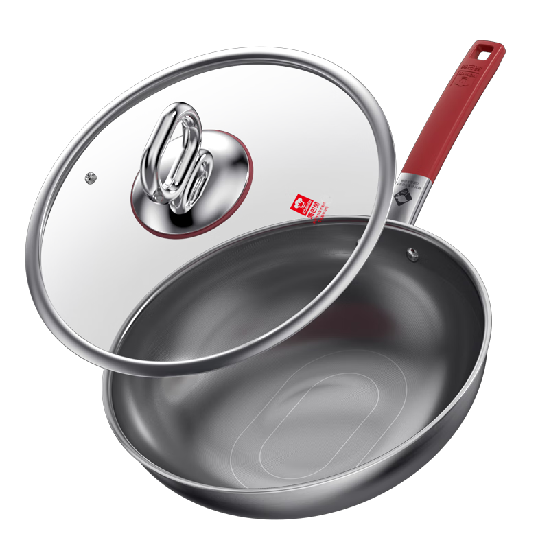 Kobach Titanium Wok, Uncoated Antibacterial Non-Stick Pan, 316L Stainless Steel Stir-Fry Pan, Compatible with Induction And Gas Stoves