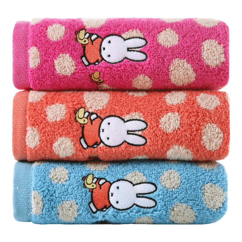 KING SHORE & Miffy Co-Branded Towels, Children's Towels, Class A Pure Cotton Towels, Face Towels, Small Towels, 3-Pack Sports Towels