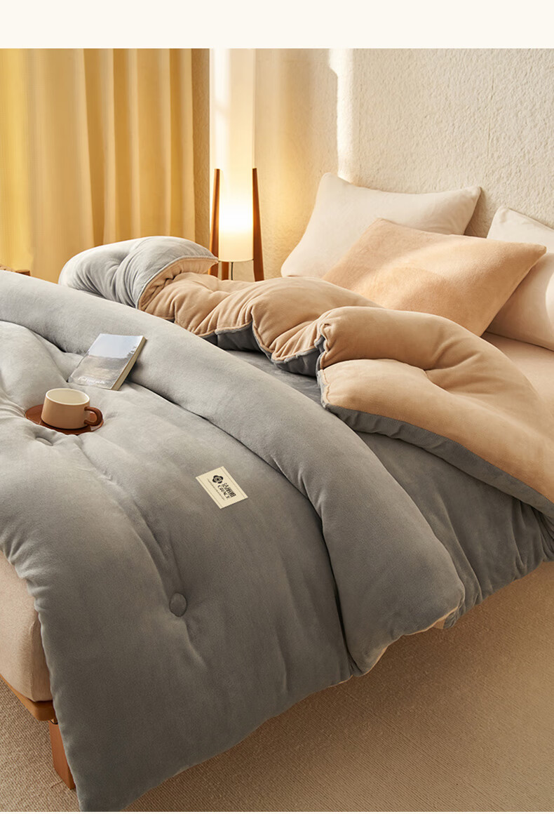 Grace A-Class Milk Velvet Autumn Winter Quilt Single Student Quilt Core 200*230cm 6 Jin Bamboo Shadow Green 3