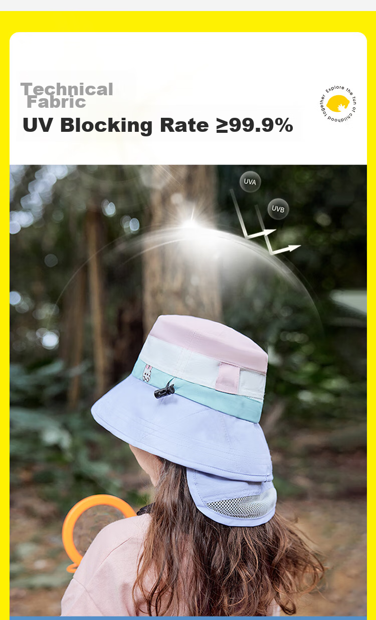 Lemonkid Children's Sun Protection Hat for Boys And Girls, Summer Sun Hat, Fisherman Hat, Shawl Bucket Hat, Grape Milkshake Color, Size 50 5