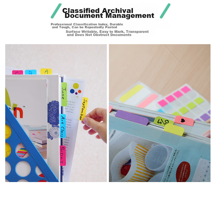 STICKN Fluorescent Index Labels Sticky Notes Classification Paper Organizer 28*25mm, Easy-To Paper Tags, 192 Pieces, 6 Colors, 38008JD 2