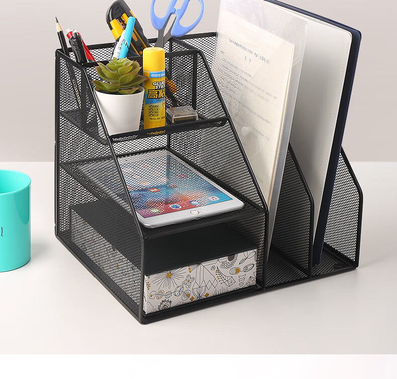 KW-Trio [No Installation Required] Desktop Metal Storage Organizer File Holder Document Basket File Rack File Stand / Stationery Organizer File Holder 3