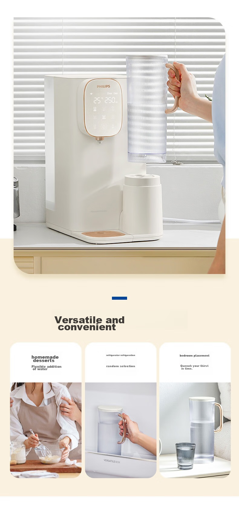 PHILIPS Water Purifier, Desktop No-Installation Instant Hot Drinking Water Machine, Integrated Heating And Drinking Water Purifier, RO Reverse Osmosis Strontium-Rich Mineral Water ADD8638/93 8