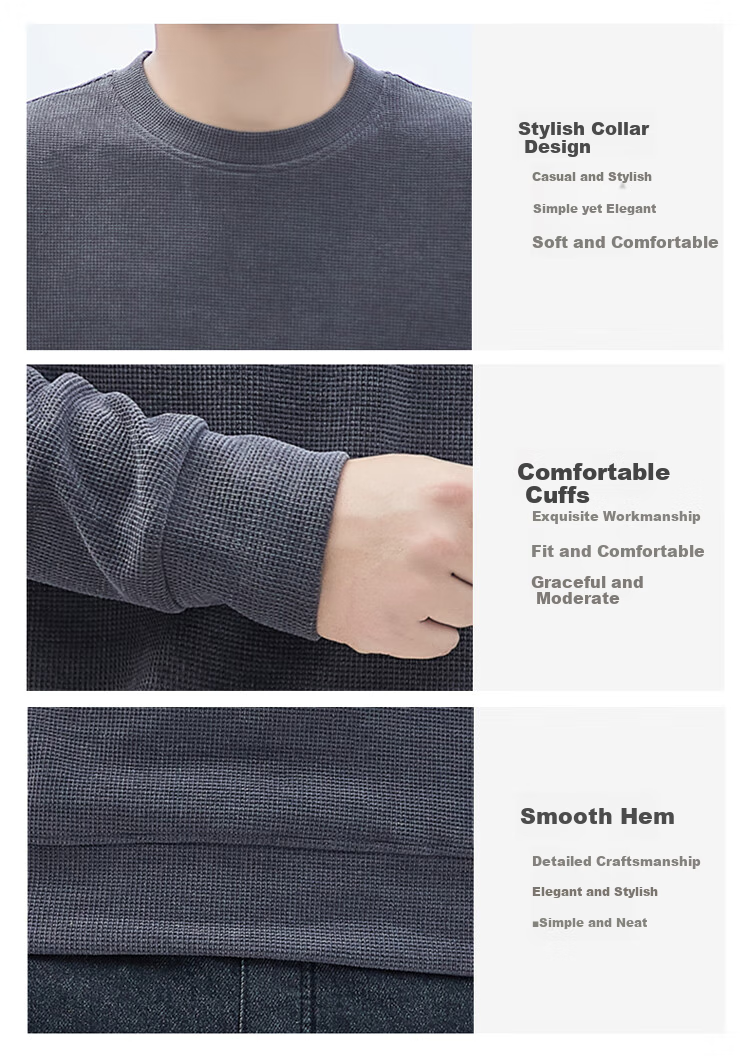JEEP Men's Sweatshirt, Spring And Autumn Style, Hoodless Round Neck, Loose Long-Sleeve T-Shirt, Trendy Men's Clothing, Dark Gray, Size L 4
