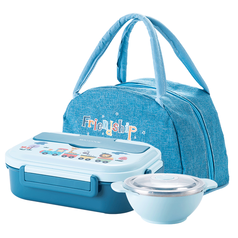 MAXCOOK 316L Stainless Steel Lunch Box, Microwave-Safe Insulated Student Lunch Box with Utensils, Soup Bowl And Bag MCFT5739