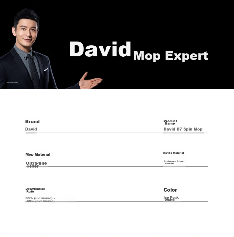 Dawei Rotating Mop with 40cm Extendable Handle 99-127cm, 4 Thick Mop Heads, D7 One-Touch Detachable Head Replacement 18