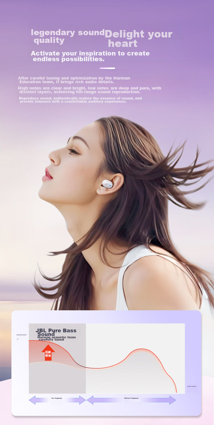 JBL TUNE BUDS2 New Wireless Bluetooth Earphones, Liulidou Second Generation, Ultra-Long Battery Life Noise-Cancelling Headphones, Compatible with Huawei And Apple Phones, Transparent Black 4