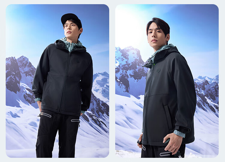 JD Original Windproof And Waterproof Soft Shell Men's Jacket, Autumn New Style Casual Sports Jacket with Fleece Lining And Hood, Black, XL 17
