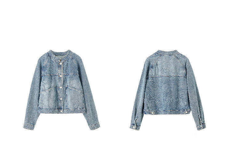 Sentubila Spring And Autumn Pure Cotton Denim Jacket, Short High-End Women's Clothing, Elegant Casual Versatile Top, Denim Blue, XL 34
