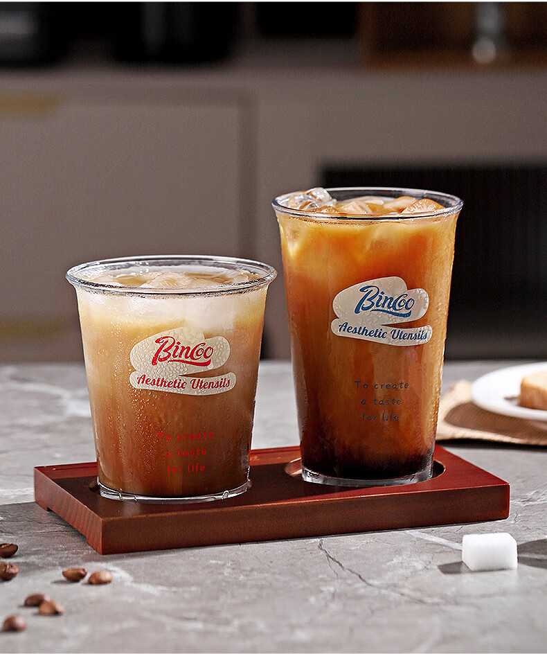 Bincoo Glass Coffee Cup, Iced Americano Cup, Dirty Ice Latte Cup, Cold Drink Summer Ins Transparent Cup, Can Be Placed in Dishwasher 18