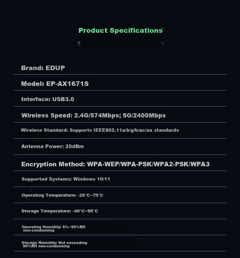 EDUP AX5400M Driverless WiFi 6 Wireless Network Adapter USB3.0 Gigabit High-Speed Gaming 5G High-Power External Desktop Laptop WiFi Receiver EP-AX1671S 12