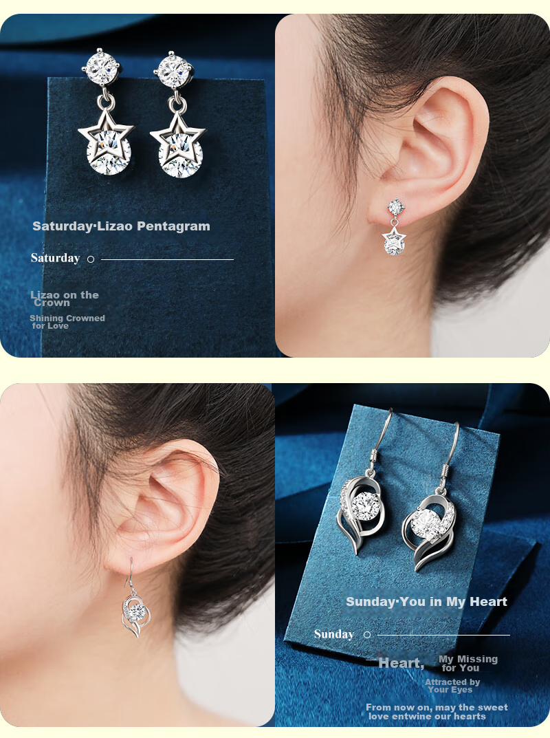 MANHE S925 Silver Weekly Stud Earrings Gift Box for Women, New 2026 Style Birthday Gift for Wife, Girlfriend Or Female Friend 8