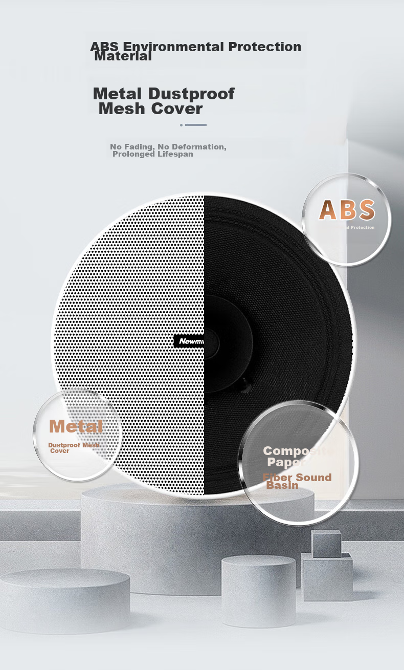 Newmine ND-11D Constant Impedance Ceiling Speaker, Recessed Background Music Sound System for Suspended Ceilings, Embedded Public Address System for Shopping Malls And Stores, 5-Inch 5