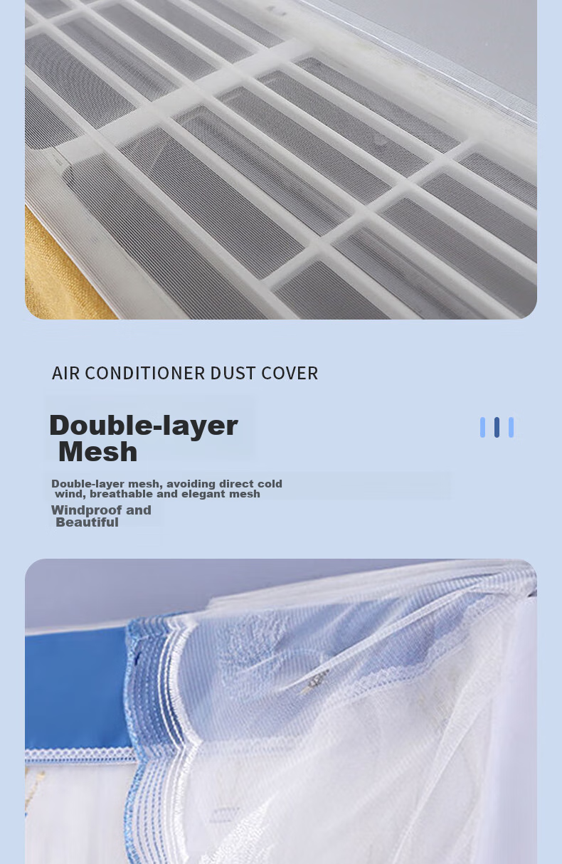 Lelandi Air Conditioner Dust Cover [No Need to Remove When Operating], Universal Wall-Mounted Unit Lace Trim Windproof Dust-Proof Curtain, Compatible with Gree, Midea, Aux (1.5-2P) L1012 4