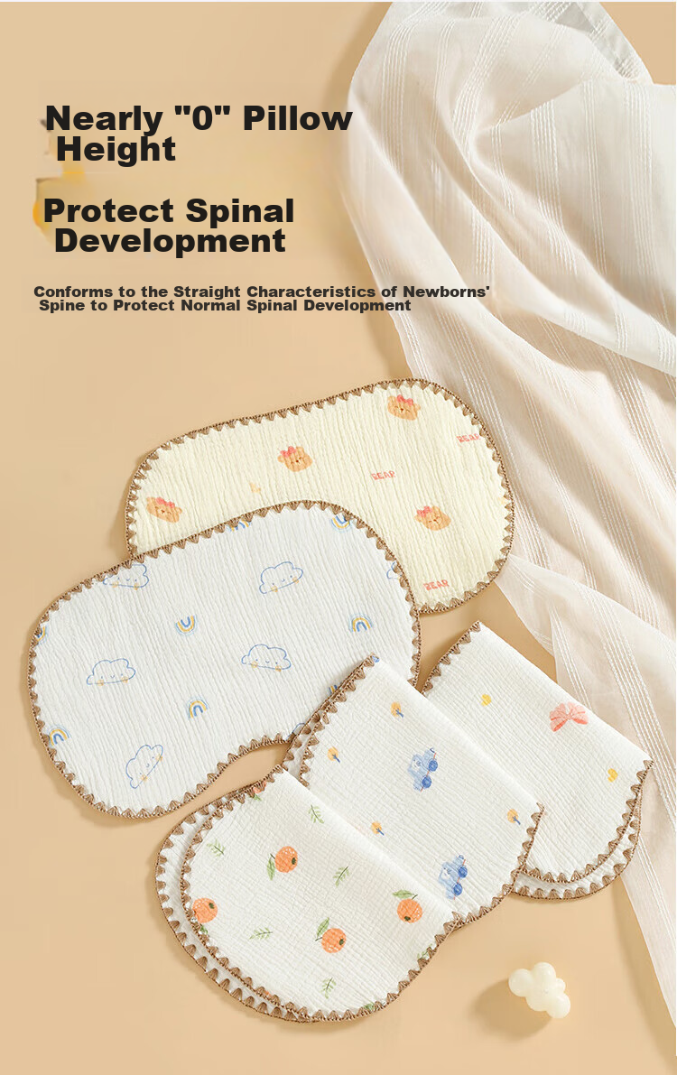 Aibaoshi Baby Cloud Pillow, Infant Pillow, 10-Layer Pure Cotton Gauze Pillowcase, Newborn Flat Pillow, Anti-Colic Blanket, Christmas Tree S203 5