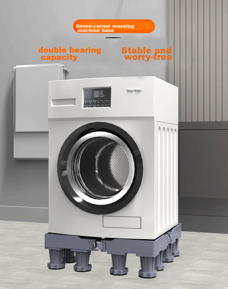 Qijiaoban Washing Machine Base, Fully Automatic Pulsator And Drum Anti-Slip Shock-Absorbing Foot Pads, Refrigerator Base Pad, Height-Increasing Mobile Stand, Reinforced Double Tube 12-Foot Heightening Foot Pads, Compatible with Multiple Brands 1