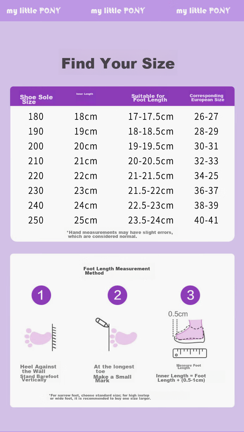 My Little Pony Girls Summer Slippers Soft Sole Non-Slip Toddler Baby Sandals Round Logo Purple Size 38 10