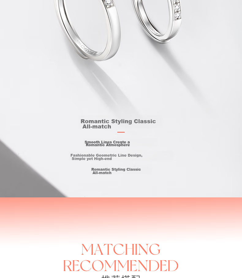 FanciFanci Beautiful Couple Rings 925 Silver Adjustable Birthday Anniversary Gift for Girlfriend 6