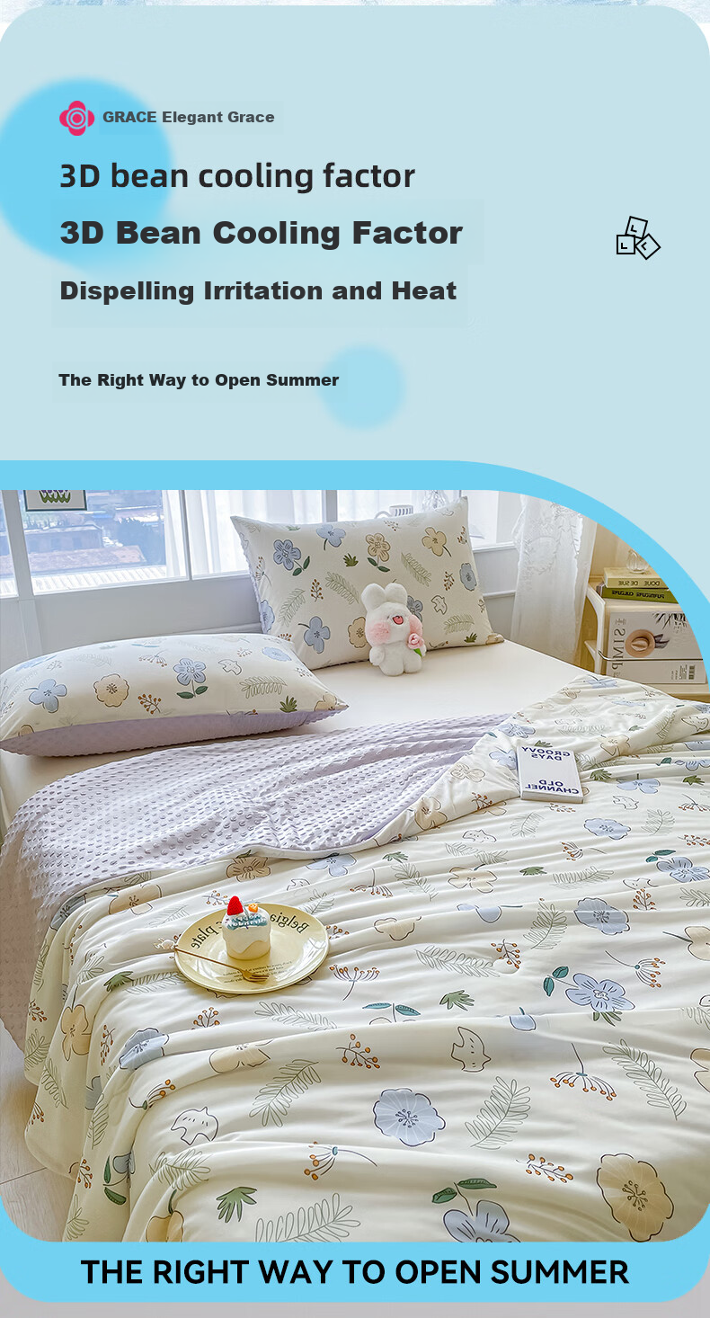 Grace Class A Ice Silk Summer Quilt, Cooling Sensation Value 0.21, Cool Silk Air Conditioning Quilt, Machine Washable Thin Quilt, 200*230cm 7