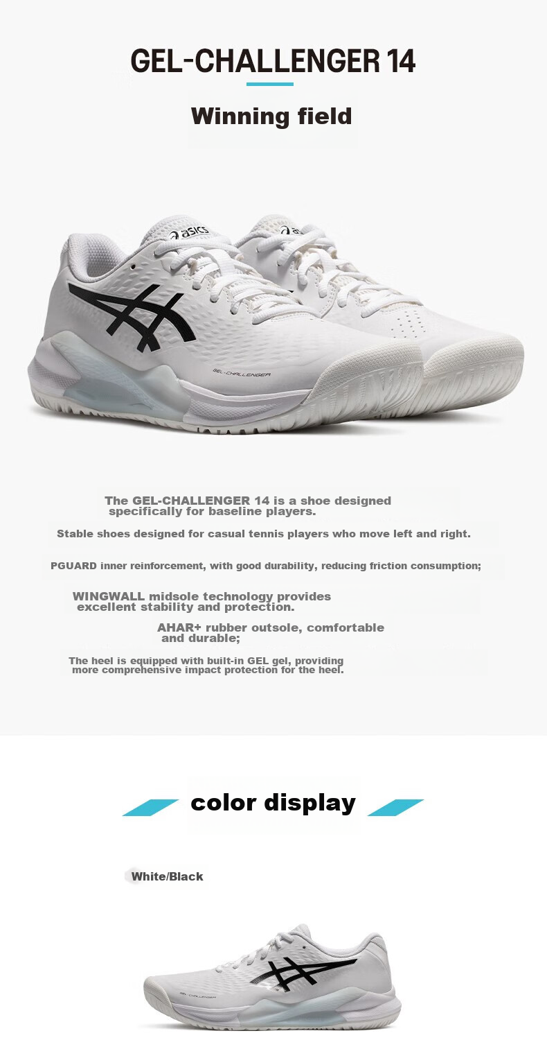 ASICS Men's Tennis Shoes GEL-CHALLENGER 15 1042A294-101 Size 36 13