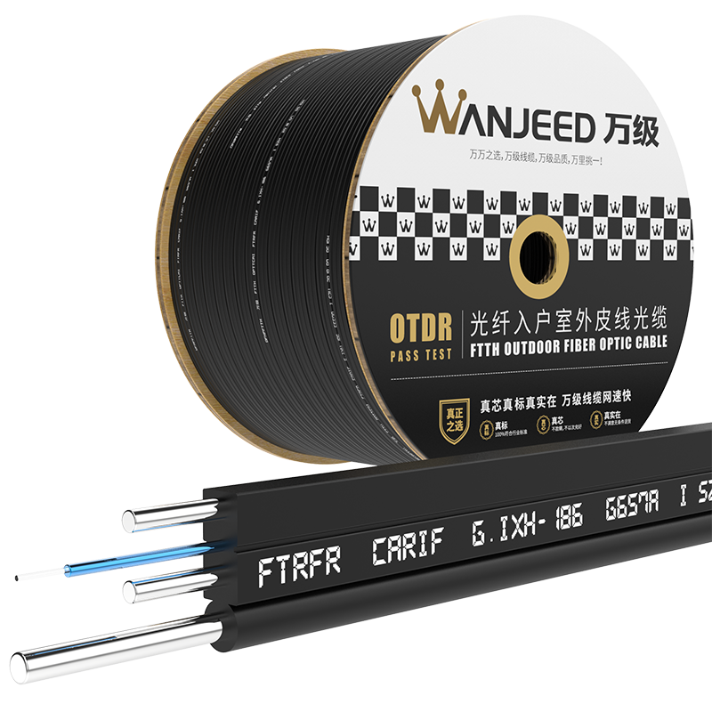 WANJEED Telecom-Grade Patch Cord Fiber Optic Cable, Butterfly Single-Mode Dual-Core Fiber Optic Home Indoor FTTR Broadband Cable, 2 Cores 2 Steel Wire Pre-Buried, White 100 Meters 2-19211