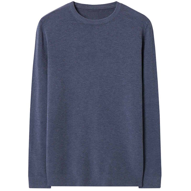 MARKLESS Men's Sweater, Autumn And Winter Warm Round Neck Knit Pullover Casual Inner Layer Base Shirt 0710 Dark Gray Blue XXL
