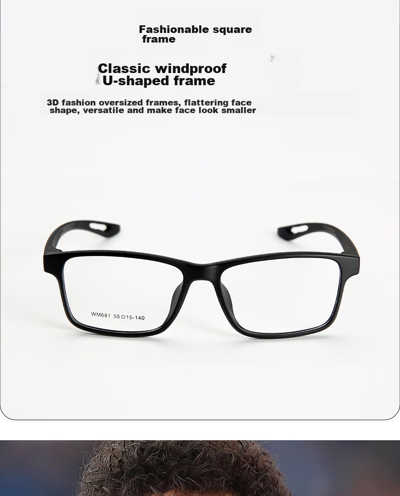 Cuntiandaofu Basketball Glasses, Anti-Blue Light Glasses, Outdoor Sports Protective Goggles, Non-Prescription Glasses, Black Frame with Blue Temple + Sports Nose Pads 5