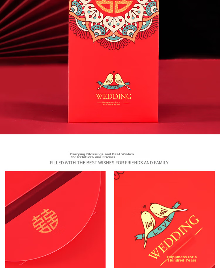 Extreme Space Red Packet Wedding Special 2026 New Double Happiness Red Envelope Engagement Celebration Supplies 12-Pack Thousand Yuan Red Packets 9