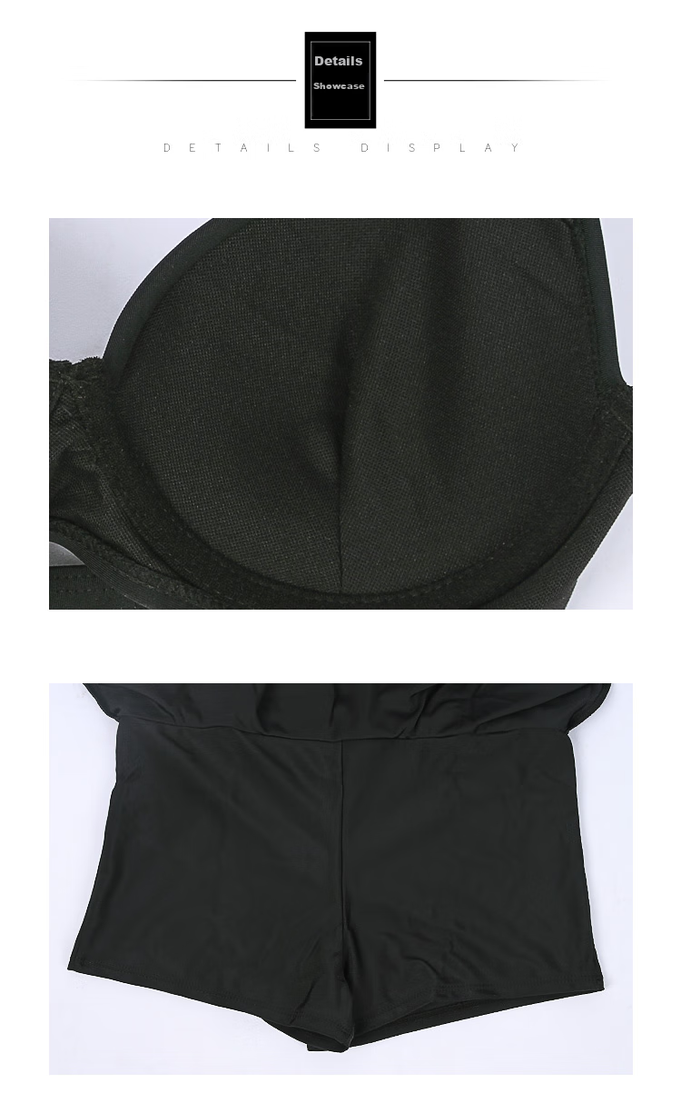 DK Swimsuit for Women, Small Chest, Sexy Push-Up, Korean Style, Conservative, Tummy Control, Slimming One-Piece Swimwear for Hot Springs, Black, XXL 14
