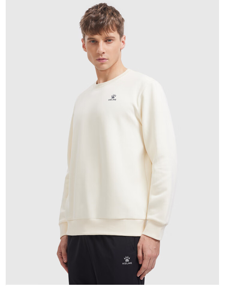 KELME Men's Winter Fleece-Lined Thickened Sweatshirt Casual Versatile Couple Pullover Women's Crew Neck Top Agate Black M 7