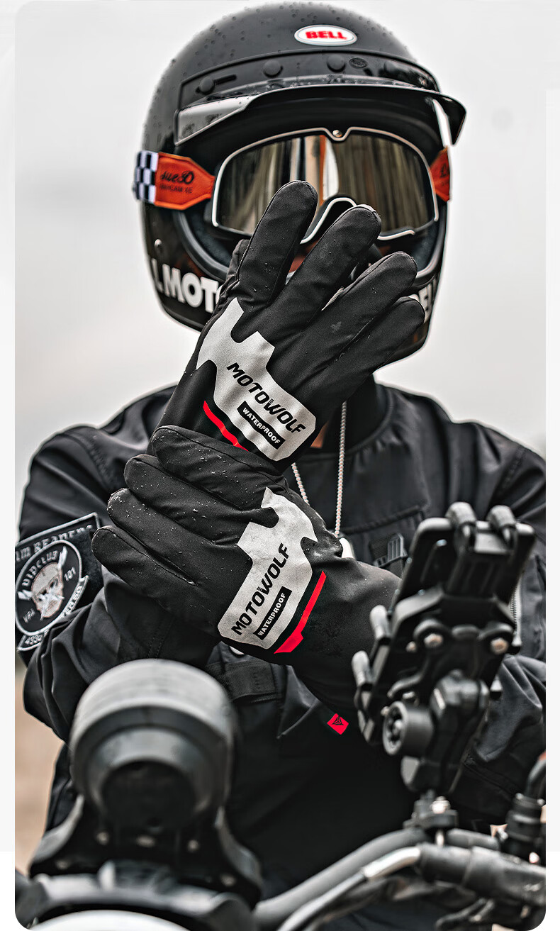 MOTOWOLF All-Season Motorcycle Riding Gloves Waterproof Windproof Warm Racing Rainproof Gloves for Men and Women 2