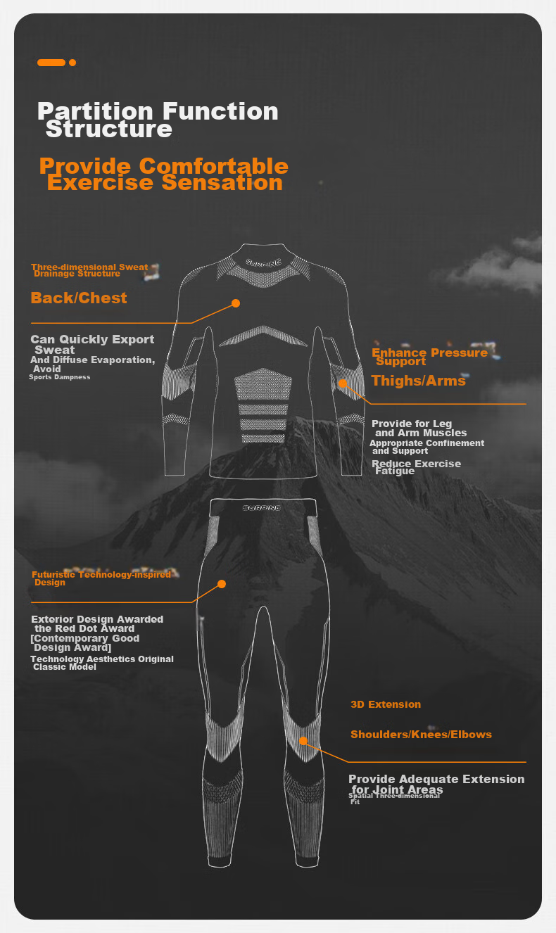 SURPINE Fearless Series Men's Quick-Dry Ski Base Layer, Moisture-Wicking, Breathable, Warm Compression Shirt Functional Underwear 8