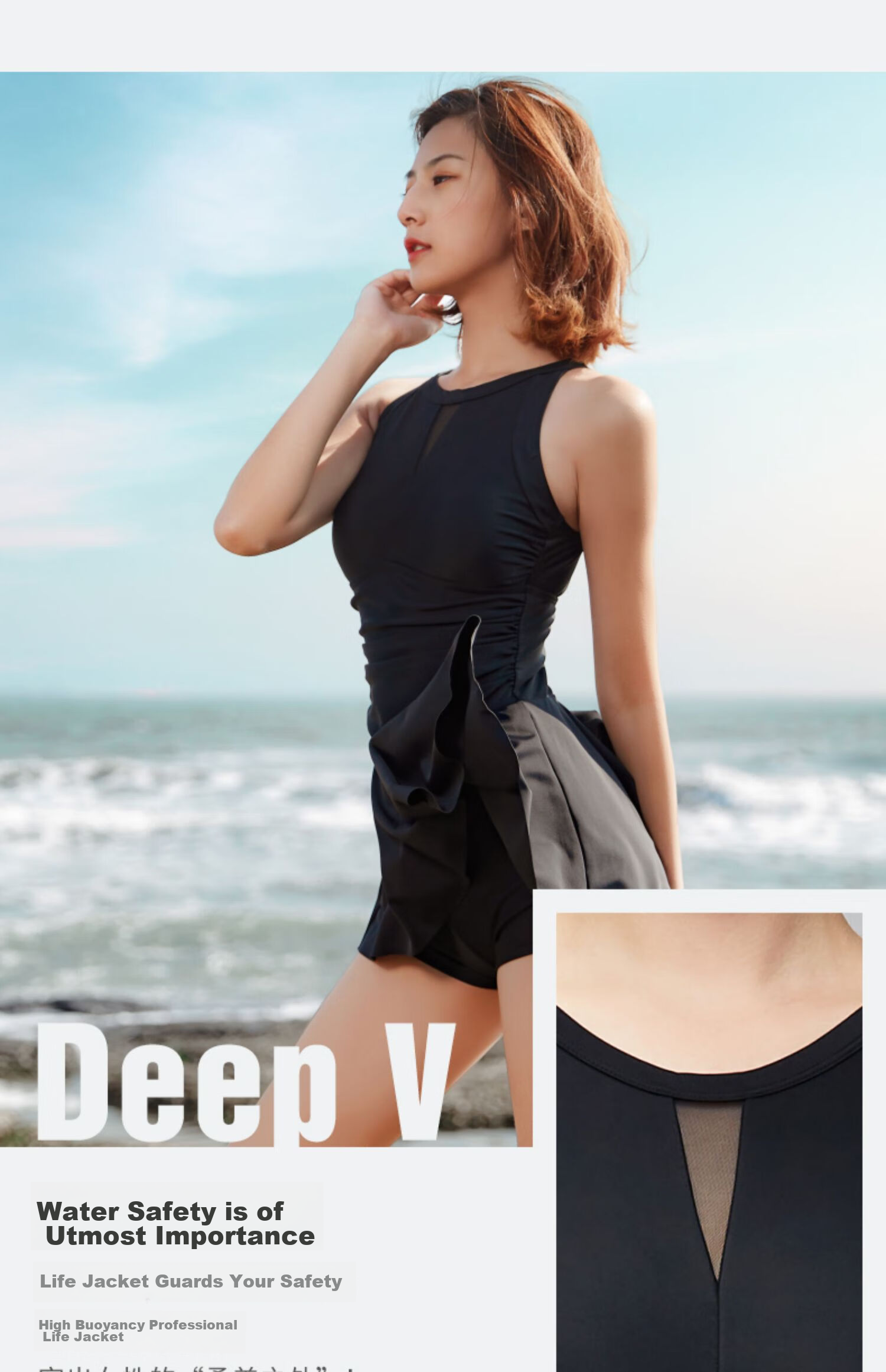 Hosa Skirted One-Piece Swimsuit for Women, Conservative And Sexy, Suitable for Hot Springs And Swimming, Casual And Simple Swimwear, Navy Blue, XL 4