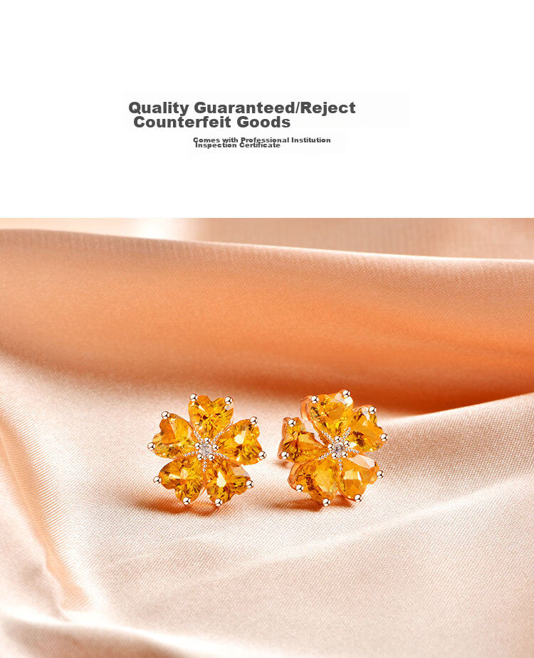 JOLEE S925 Silver Stud Earrings, Fashionable Luxury Yellow Crystal Heart-Shaped Colored Gemstone Jewelry, Gift for Women on May 20th And Mother's Day 3