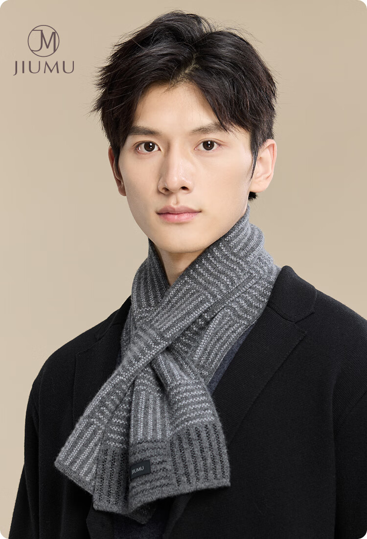 JIUMU Cashmere Scarf for Men, Autumn And Winter Wool Warm Neck Warmer, Gift for Men on National Day And Birthday, Gift Box Packaging 1