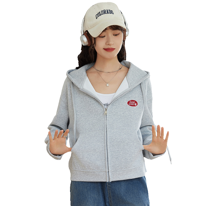Halo Queen Hoodie Jacket for Women, Spring And Autumn, with Hood And Zipper Pockets, Loose-Fitting Fashion Casual Outerwear, New Product H143W1010