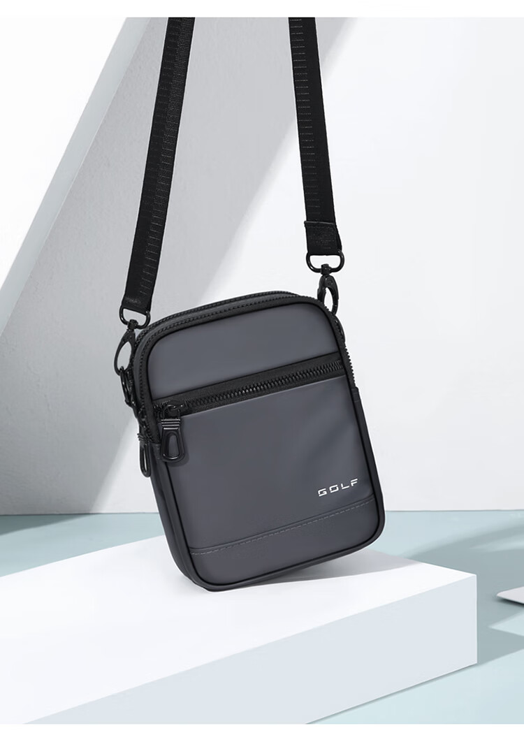 GOLF Shoulder Bag for Men, Casual Large Capacity Crossbody Bag, Multi-Compartment Phone Bag, Water-Resistant Trendy Portable Sports Hanging Bag, Versatile Fashionable Small Backpack 5I796325J Misty Black 25