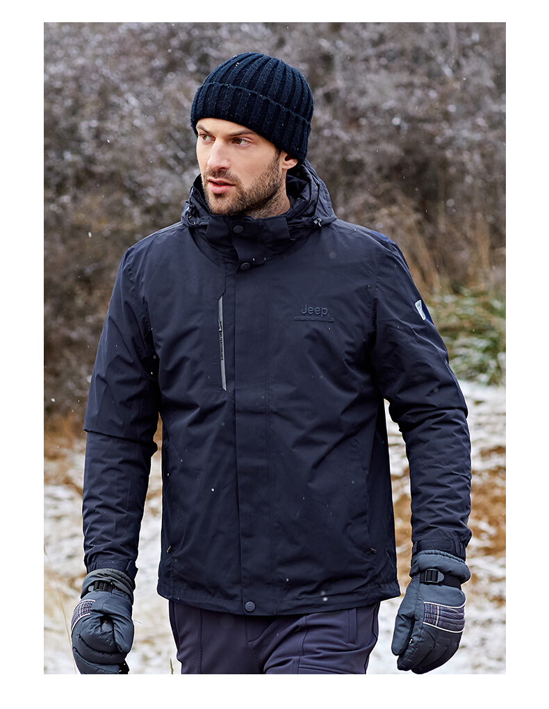 Jeep Outdoor Jacket for Men And Women, Three-In Fleece Windproof Waterproof Couple's Coat with Detachable Layers, Cold-Resistant Mountaineering Suit, 2XL 17