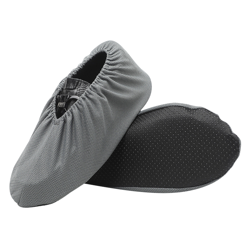 Wenstain W5552 Breathable Mesh Shoe Covers Non-Slip Sole Reusable Showroom Shoe Covers Size 36-43 Universal - Dark Gray (5 Pairs)