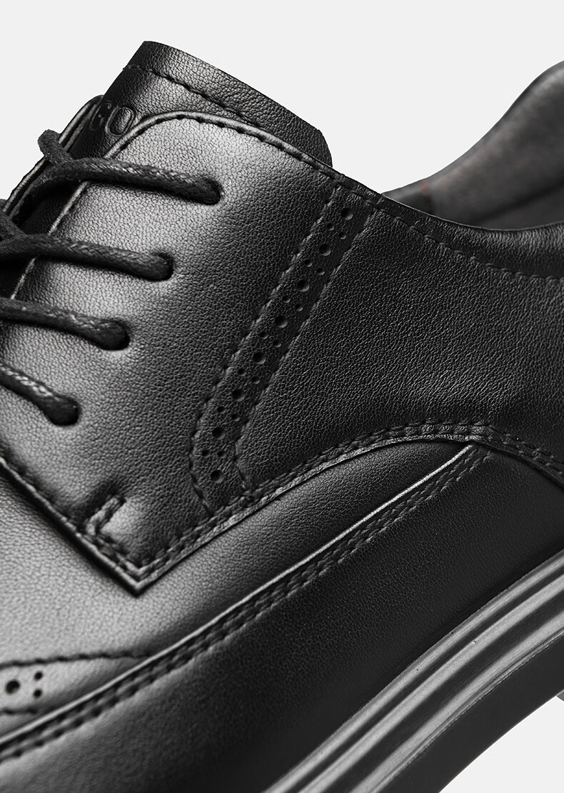 HLA Men's First Layer Cowhide Leather Shoes British Style Formal Business Shoes T258 Black Size 40 14