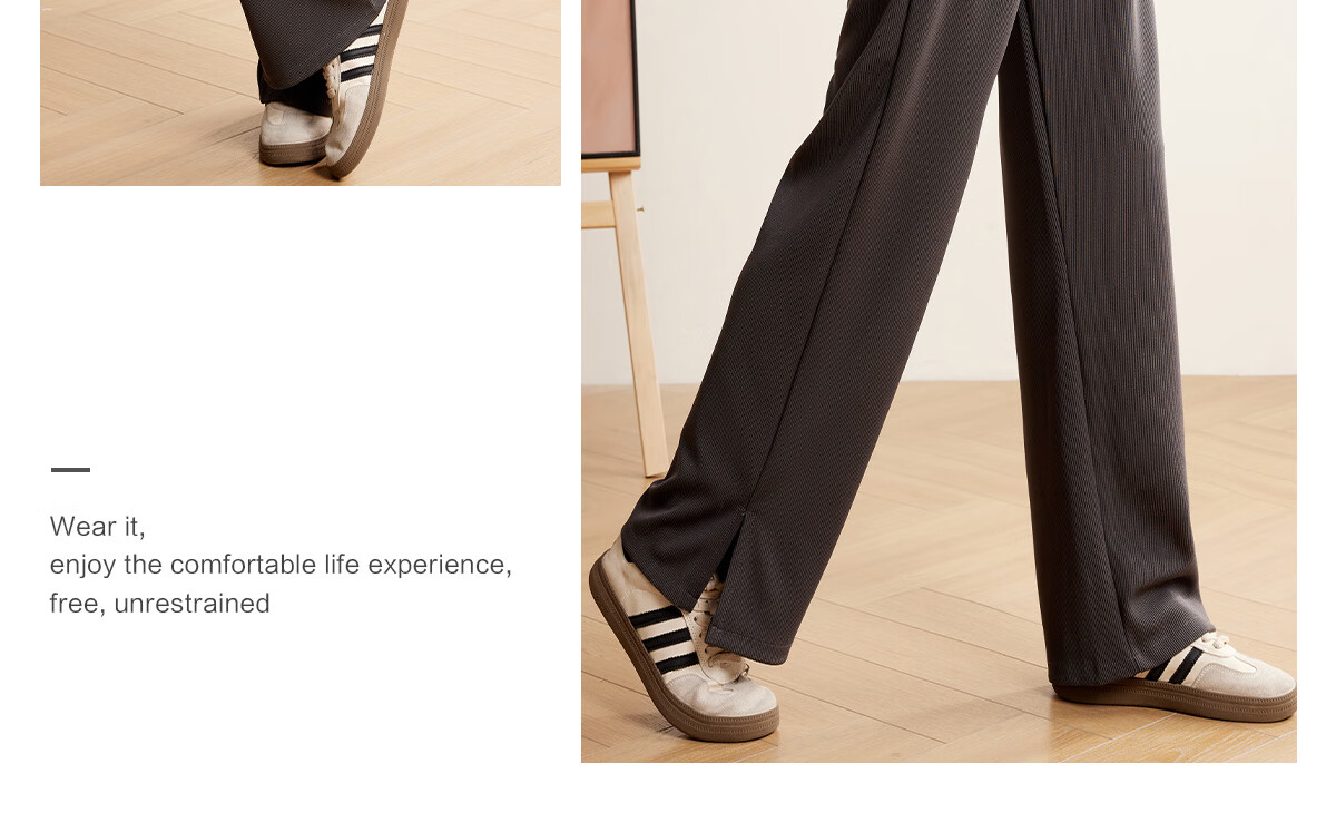 Halo Queen Women's Casual Pants, Spring And Autumn Drawstring Loose Wide-Leg Trousers, Fashionable Slimming Straight-Leg Pants H13QK5970 42