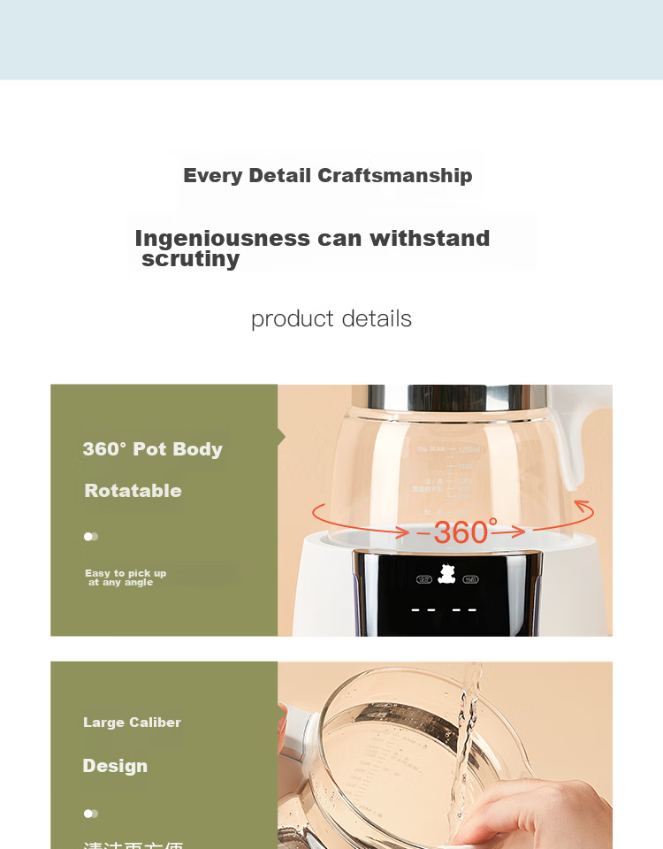 SnowBear Constant Temperature Kettle with Precise Water Dispensing And Milk Formula Mixing, Fully Automatic Milk Maker, Large Capacity Glass Kettle 1.5L-8720 6
