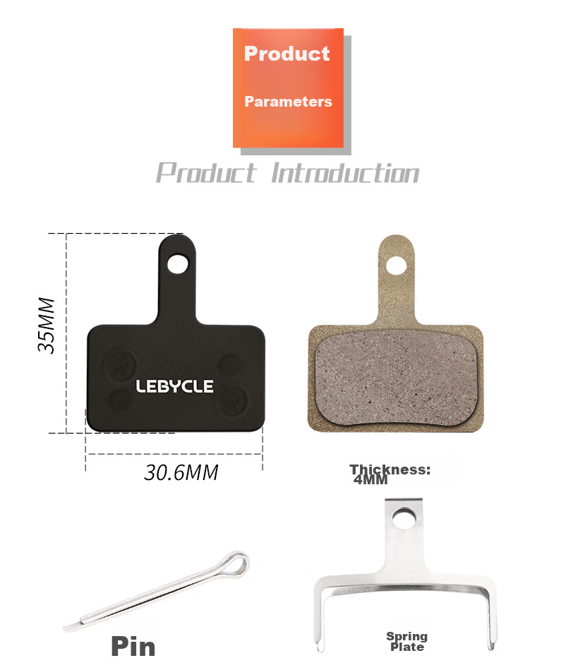 LEBYCLE Mountain Bike Disc Brake Pads, Metal Oil Brake Pads, Universal Shimano M365 M4050 MT400 UR300 Disc Brake Caliper Accessories Complete Set 4