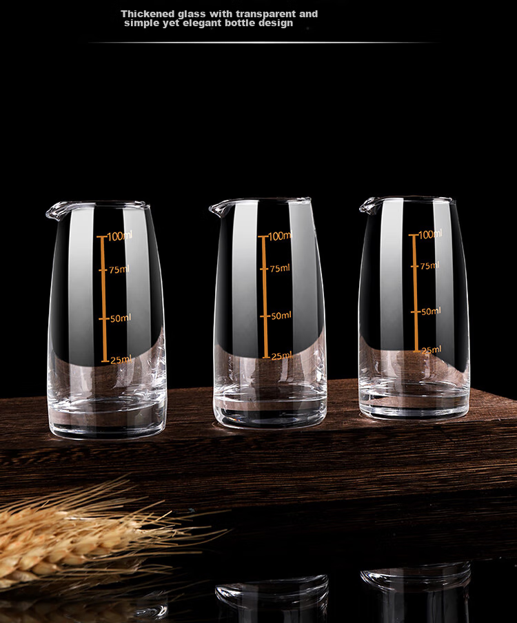 BJ Liquor Glasses, Decanter, Pouring Device for Home Use with Scale, Liquor Dispenser, Small Wine Cups, 100ml Liquor Jars, Set of 6 7